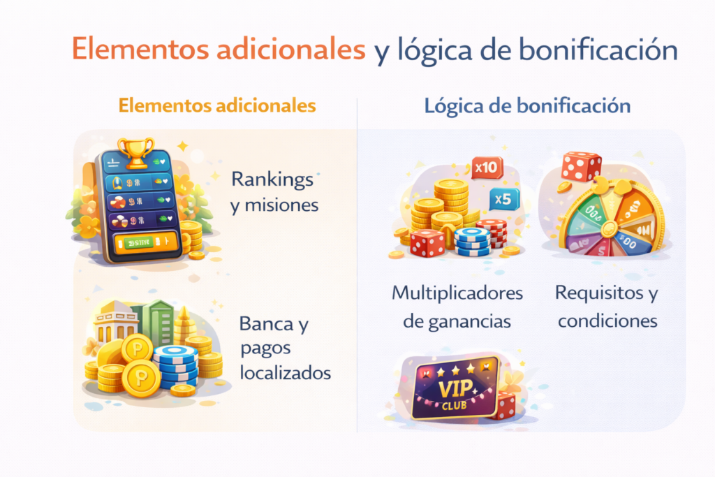 Elementos adicionales y lógica de bonificación